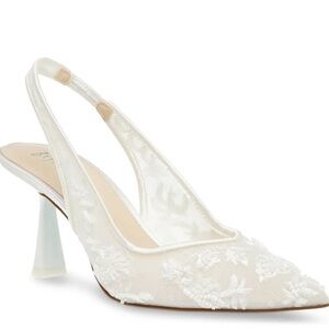 Betsey Johnson White Floral Slingback Heels